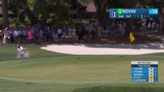 Andrew Novak knocks bunker shot close to set up birdie at RBC Heritage