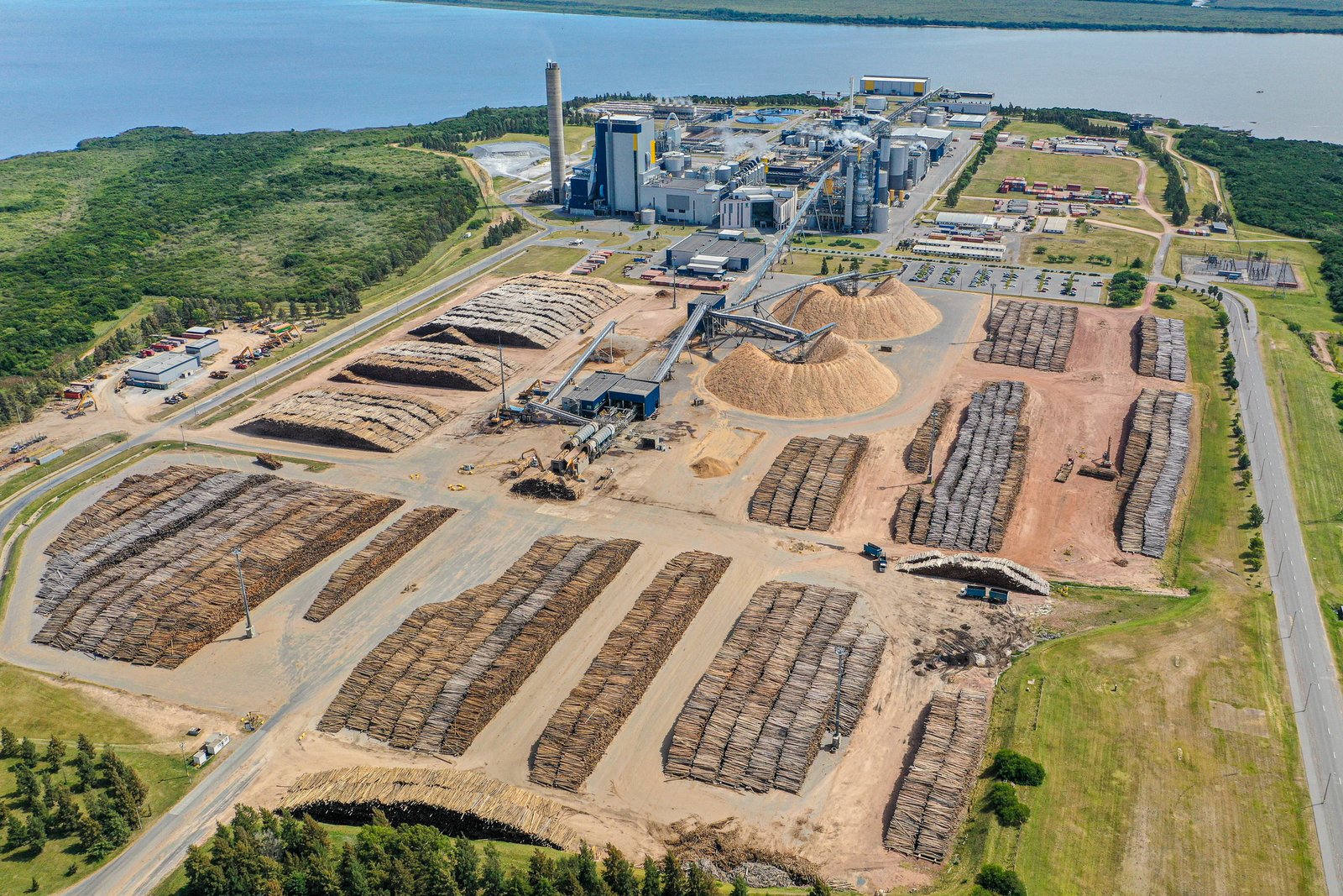 aerial view of pulp mill